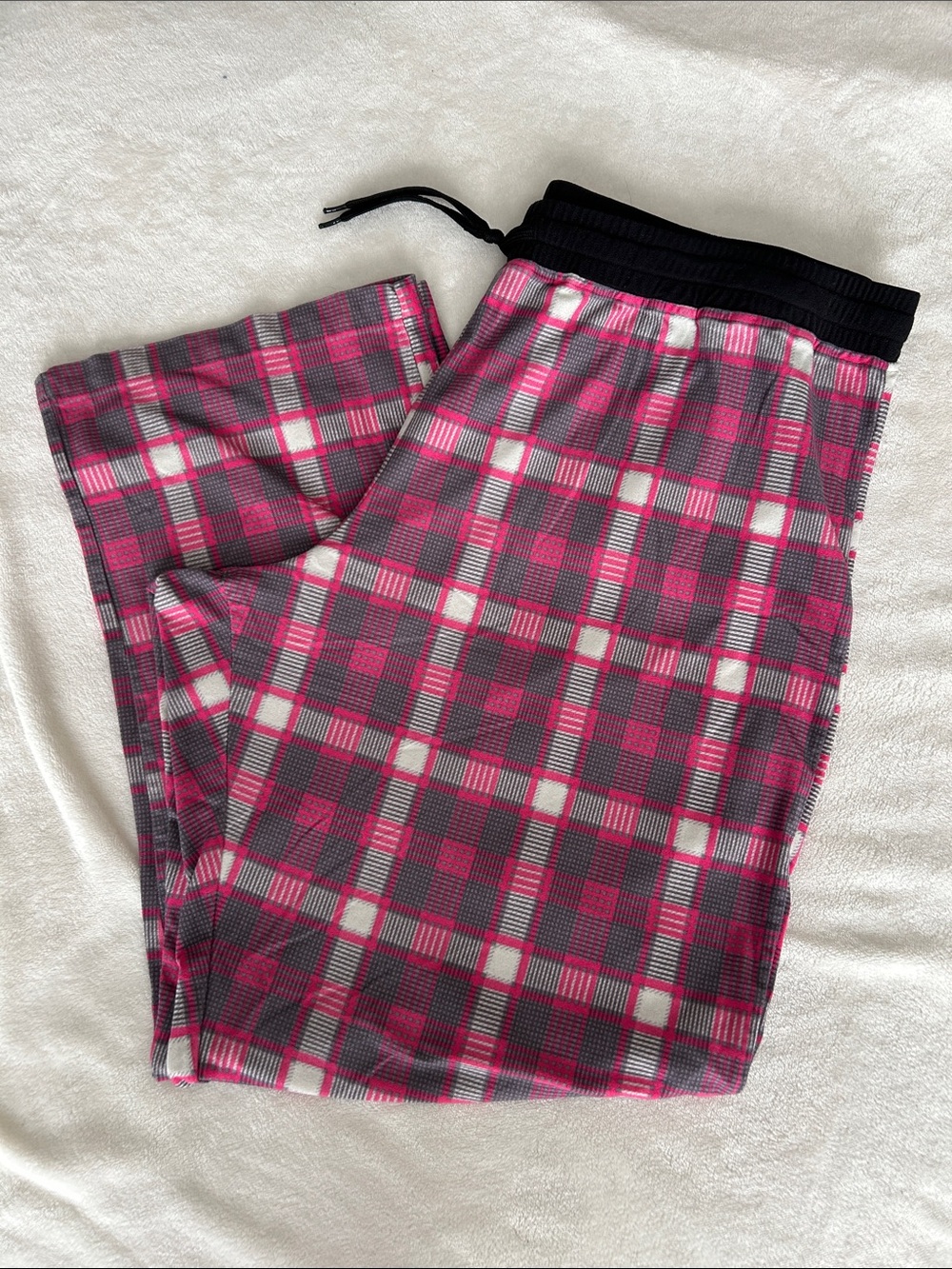 Calvin Klein Pink & Gray Plaid Fleece Pajama Pants